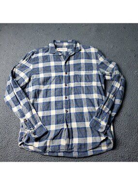Mollusk Shirt Mens S Small California Cotton Plaid Button Long Blue Flannel